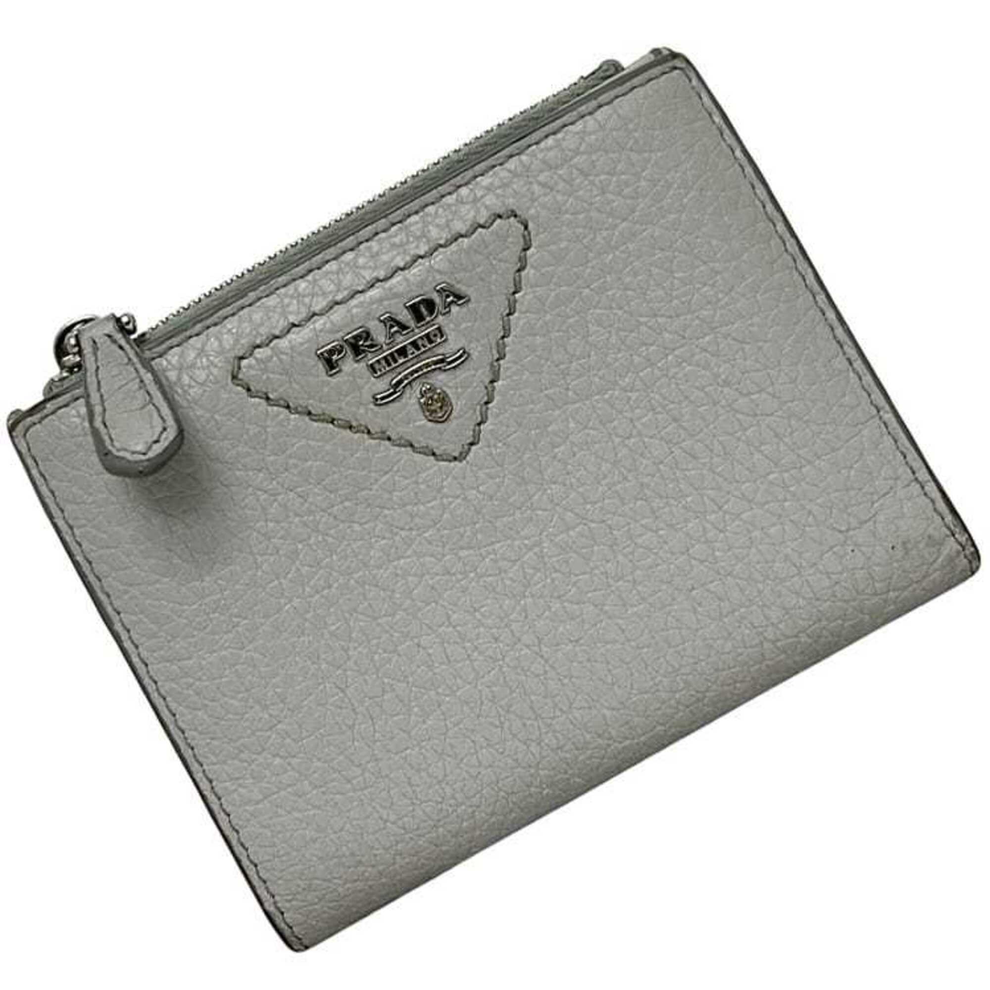 Prada Bi-Fold Wallet, Gray, Vitello Daino, 1ml050, Leather, 234 Prada